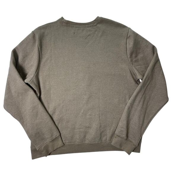 Blind Rooster Koi Fish Embroidered Sweatshirt Tan Fleece Lined Crewneck Size L - Picture 2 of 11